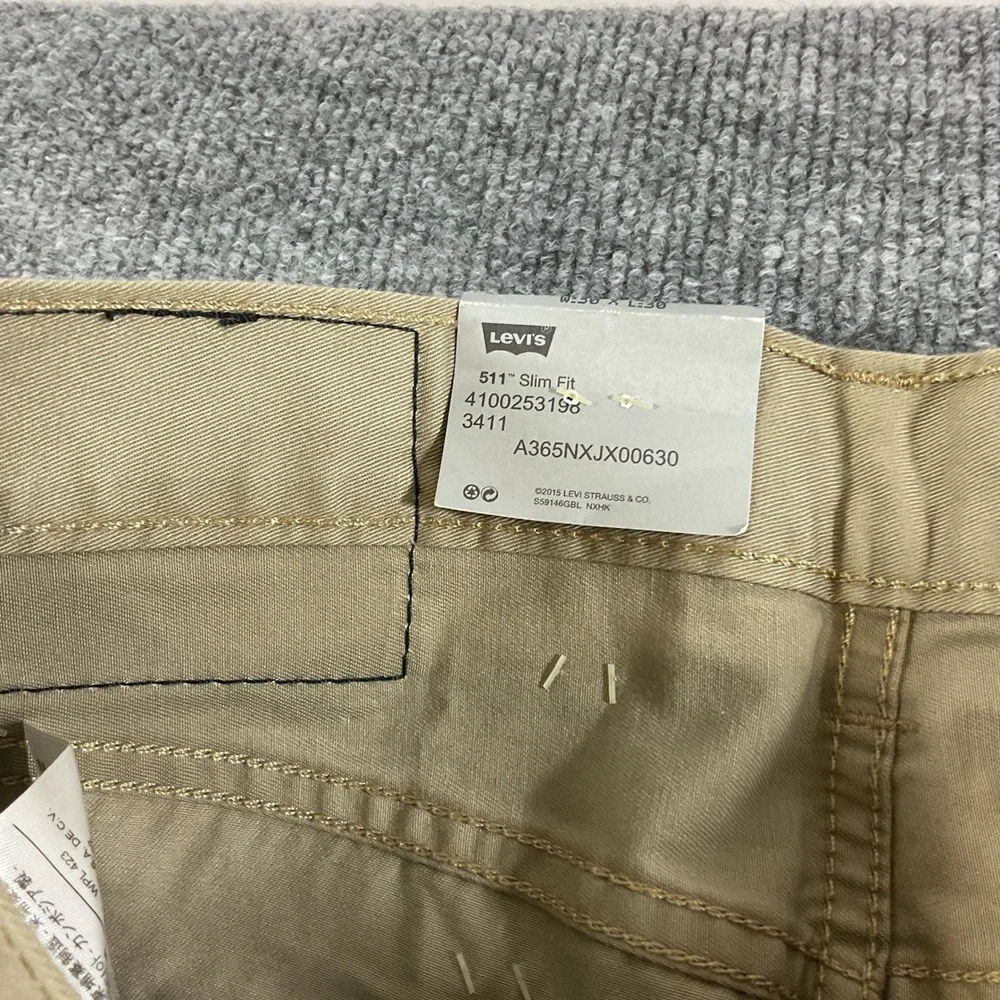 Levis 511 Slim Fit Jeans Mens 30x30 Khaki Stretch Casual Pants Line 8 NEW